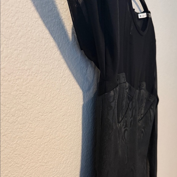 Alice + Olivia Takako Mesh Black Crew Neck Mini Dress - Picture 4 of 10